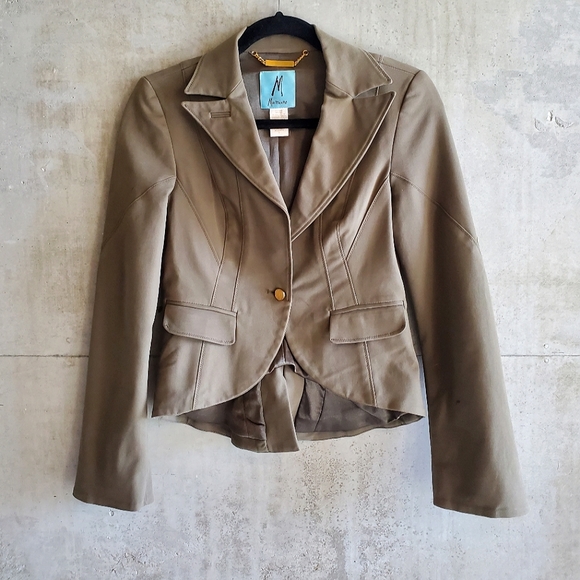MARCIANO Khaki Green Structured Blazer / Size 0 - Picture 1 of 4